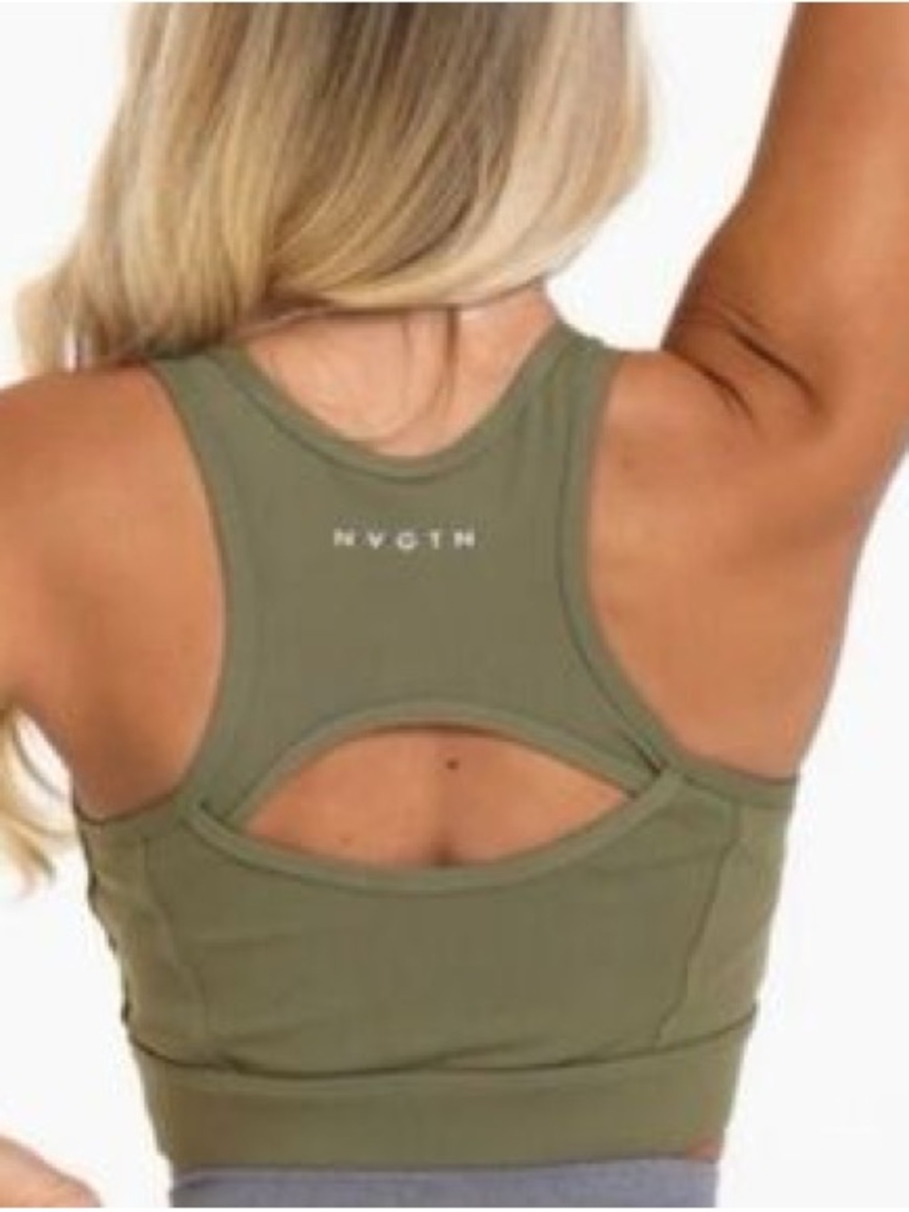 NVGTN Olive Cutout Racerback Sports Bra mint Eclipse crop top Small